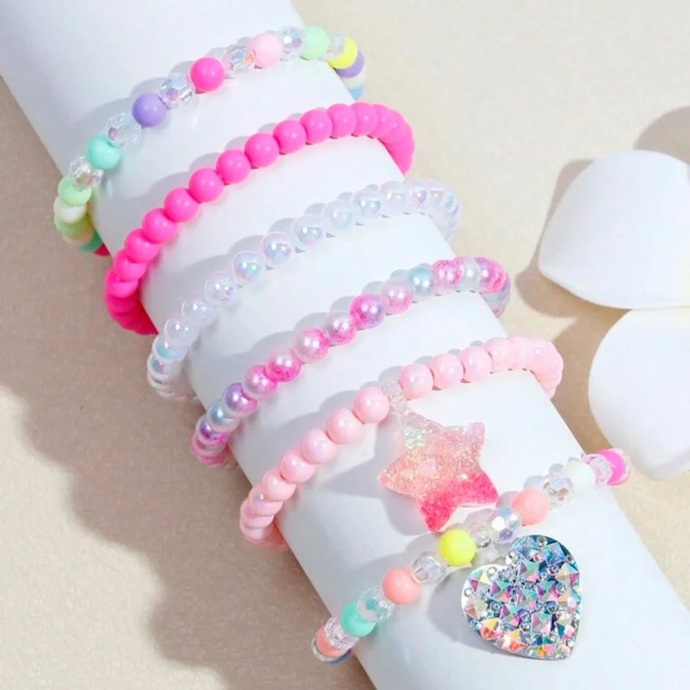 💖⚪️🟣⚪️ COLORFUL KIDS BEADED 6 BRACELET SET❗️⚪️🟣⚪️💖